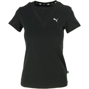 Koszulka treningowa damska Puma ESS Small Logo Tee. Czarne koszulki sportowe Puma, bez wzorów, bez ramiączek. Za 186,00 zł.