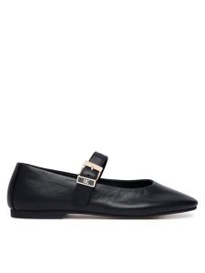 Tommy Hilfiger Baleriny Buckle Leather Ballerina FW0FW09684 Czarny. Czarne balerinki TOMMY HILFIGER, bez wzorów, ze skóry, bez obcasa, bez zapięcia. Za 477,99 zł.