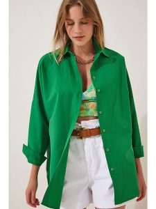 Happiness Istanbul Bluzka w kolorze zielonym rozmiar: 36. Zielone bluzki Happiness Istanbul, bez wzorów, bez kołnierzyka, bez ramiączek. Za 61,95 zł.