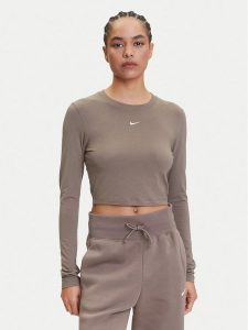 Nike Bluzka Chill Knit HF5322 Brązowy Regular Fit. Brązowe bluzki Nike, l, bez wzorów, z bawełny, bez kołnierzyka, bez ramiączek. Za 169,99 zł.