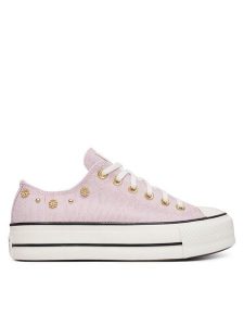 Converse Trampki Chuck Taylor All Star Lift Platform Heathered Glam​ A17595C Różowy. Czerwone trampki Converse, bez wzorów, z materiału, bez zapięcia. Za 419,99 zł.