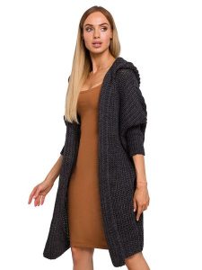 Made of emotion Kardigan w kolorze antracytowym rozmiar: onesize. Czarne kardigany Made Of Emotion, ze splotem. Za 150,02 zł.