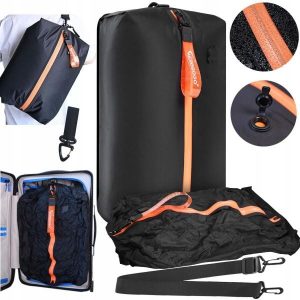 Torba kompresyjna zwiększająca pojemność Travel Vacuum Bag Aerogogo VB0-L 30L. Czarne torby podróżne i sportowe AEROGOGO, bez wzorów, z materiału, na ramię. Za 179,00 zł.