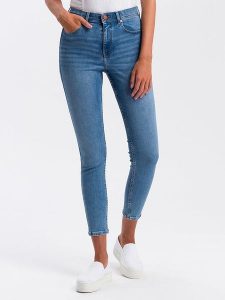 Cross Jeans Dżinsy - Skinny fit - w kolorze niebieskim rozmiar: W29/L32. Niebieskie jeansy Cross Jeans, z aplikacjami, z bawełny, z podwyższonym stanem. Za 145,26 zł.