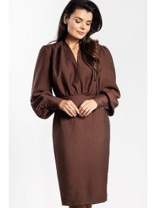 Awama Sukienka w kolorze brązowym rozmiar: M. Brązowe sukienki Awama, m, bez wzorów, bez kołnierzyka, bez ramiączek, midi. Za 192,33 zł.