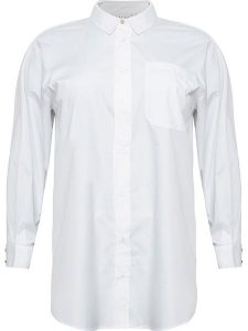 KAFFE curve Tunika "Lone" w kolorze białym rozmiar: 52. Białe tuniki KAFFE curve, bez wzorów, z bawełny, bez kołnierzyka, bez ramiączek. Za 86,99 zł.