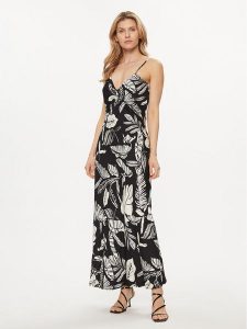 Fracomina Sukienka letnia FJ24SD3005W413R8 Czarny Regular Fit. Czarne kombinezony Fracomina, na lato, m, bez wzorów, z wiskozy, bez kołnierzyka, bez ramiączek. Za 649,99 zł.