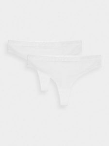 4F Bielizna stringi (2-pack) damskie - białe S. Biała stringi 4f, bez wzorów, z bawełny. W wyprzedaży za 39,99 zł.