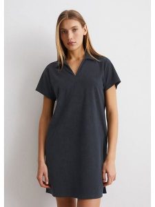 Marc O´Polo Bodywear Sukienka w kolorze antracytowym rozmiar: L. Czarne sukienki na co dzień, l, bez wzorów, bez kołnierzyka, bez ramiączek, mini, proste. Za 158,47 zł.