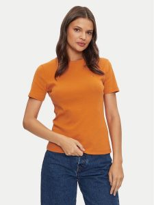 Tommy Hilfiger T-Shirt New Cody WW0WW40587 Pomarańczowy Slim Fit. Brązowe t-shirty TOMMY HILFIGER, m, bez wzorów, z bawełny, bez kołnierzyka, bez ramiączek. Za 209,99 zł.