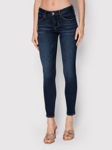 Guess Jeansy Annette W2YA99 D4Q03 Granatowy Skinny Fit. Niebieskie jeansy Guess, z aplikacjami, z bawełny. Za 289,99 zł.
