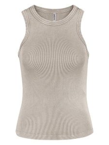 Sublevel Top w kolorze szarobrązowym rozmiar: L. Brązowe topy Sublevel, l, bez wzorów, prążkowane, bez kołnierzyka, bez ramiączek. Za 39,99 zł.