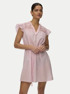 Vero Moda Sukienka letnia Line 10346970 Różowy jasny Oversize. Czerwone sukienki Vero Moda, na lato, m, bez wzorów, z bawełny, bez kołnierzyka, bez ramiączek, oversize. Za 159,99 zł.