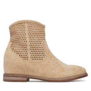 Botki DeeZee. Brązowe botki DeeZee, bez wzorów, bez obcasa, na płaskiej podeszwie, bez zapięcia. Za 149,99 zł.