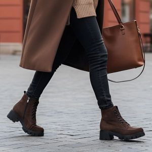 Botki damskie Armodo, ze skóry i ocieplane na stabilnym klocku, brązowe, 4477A-W. Brązowe botki Armodo, bez wzorów, ze skóry, bez obcasa, bez zapięcia. Za 450,99 zł.