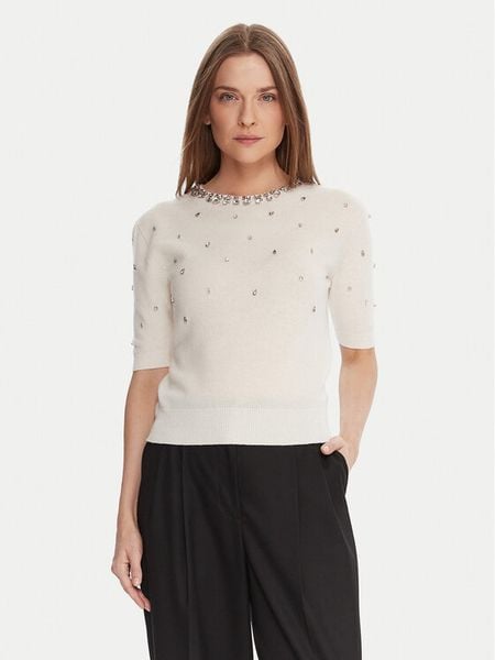 KAOS Sweter RI1KT021 Écru Regular Fit. Białe swetry klasyczne KAOS, s, z wełny, bez kołnierzyka. Za 309,99 zł.