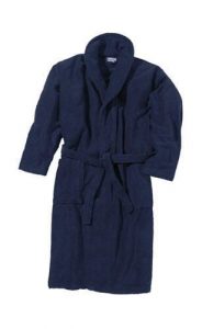 Szlafrok Beco z kołnierzem ciemnoniebieski. Niebieskie szlafroki 47 Brand, m, bez wzorów, z tkaniny, bez kaptura. Za 375,99 zł.