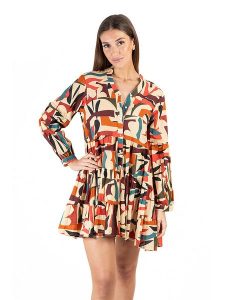 Isla Bonita by SIGRIS Sukienka w kolorze beżowym ze wzorem rozmiar: XL. Brązowe sukienki Isla Bonita by SIGRIS, na co dzień, xl, bez wzorów, z bawełny, bez kołnierzyka, bez ramiączek, mini, proste. Za 87,81 zł.