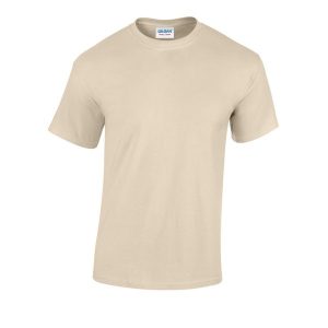 Ciężka Bawełniana Koszulka Unisex Dla Dorosłych. Brązowe bluzki GILDAN, m, bez wzorów, z bawełny, sportowe, bez kołnierzyka, bez ramiączek. Za 30,99 zł.