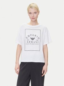 Emporio Armani Underwear T-Shirt EW000553 AF10887 U0002 Biały Loose Fit. Białe t-shirty Emporio Armani Underwear, xs, bez wzorów, z bawełny, bez kołnierzyka, bez ramiączek. Za 139,99 zł.