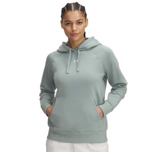 Bluza damska z kapturem Under Armour Rival Fleece. Białe bluzy Under Armour, bez wzorów, z tkaniny, z kapturem. Za 223,05 zł.