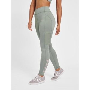 Damskie legginsy mid-rise Hummel MT Chipo. Zielone legginsy Hummel, bez wzorów. Za 138,50 zł.