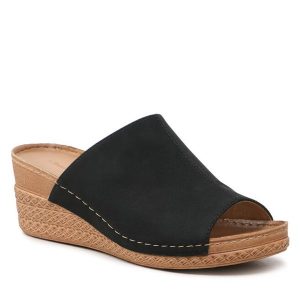 Klapki Clara Barson. Czarne klapki Clara Barson, bez wzorów, bez obcasa. Za 89,99 zł.