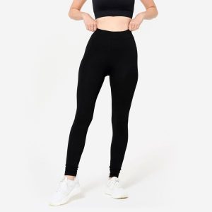 Legginsy fitness damskie Domyos slim Salto. Czarne legginsy DOMYOS, bez wzorów, z bawełny. Za 29,99 zł.
