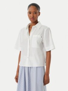 Tommy Hilfiger Koszula WW0WW48899 Biały Relaxed Fit. Białe koszule TOMMY HILFIGER, m, bez wzorów, z bawełny, bez kołnierzyka, bez ramiączek. Za 369,99 zł.
