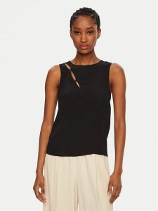 Patrizia Pepe Bluzka 8C0760/A8I1-K103 Czarny Regular Fit. Czarne bluzki Patrizia Pepe, bez wzorów, z wiskozy, bez kołnierzyka, bez ramiączek. Za 389,99 zł.