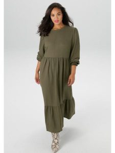 Aniston Sukienka w kolorze khaki rozmiar: 54. Brązowe sukienki Aniston, bez wzorów, bez kołnierzyka, bez ramiączek, maxi. Za 95,99 zł.