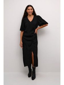 Kaffe Sukienka "Lui" w kolorze czarnym rozmiar: XL. Czarne sukienki Kaffe, xl, bez wzorów, z wiskozy, bez kołnierzyka, bez ramiączek, midi. Za 158,10 zł.