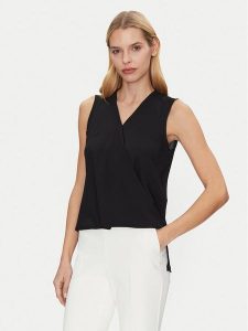 Rinascimento Bluzka CFC0122910003 Czarny Regular Fit. Czarne bluzki Rinascimento, l, bez wzorów, z syntetyku, bez kołnierzyka, bez ramiączek. Za 99,99 zł.