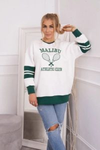 Bluza ocieplana Malibu ecru+ ciemno zielony. Zielone bluzy KESI, l, bez wzorów, z bawełny, bez kaptura. Za 218,51 zł.