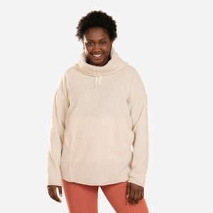 Bluza Do Jogi I Relaksacji Damska Polarowa Beżowa Kimjaly. Brązowe bluzy KIMJALY, s, bez wzorów, z bawełny, bez kaptura. Za 139,99 zł.