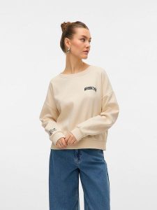 Vero Moda Bluza w kolorze beżowym rozmiar: XS. Brązowe bluzy Vero Moda, xs, bez wzorów, bez kaptura. Za 61,31 zł.