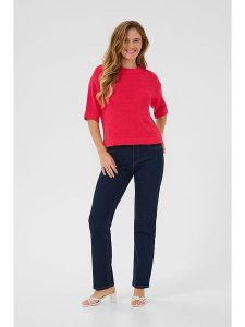 Kaffe Sweter "Sevita" w kolorze czerwonym rozmiar: XL. Czerwone swetry oversize Kaffe, xl, bez wzorów, ze splotem, bez ramiączek. Za 118,56 zł.