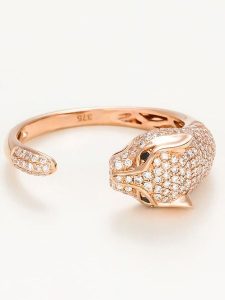 Maison héritage PARIS Złoty pierścionek "Mafdet" z diamentami rozmiar: 56. Różowe pierścionki Maison héritage PARIS, z diamentem, złote. Za 3 827,99 zł.