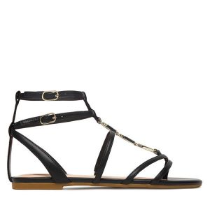 Sandały Liu Jo. Czarne sandały Liu Jo, bez wzorów, bez obcasa, na płaskiej podeszwie, bez zapięcia. Za 559,99 zł.