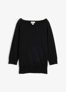 Sweter z domieszką jedwabiu. Niebieskie swetry klasyczne bonprix, z bawełny, bez kołnierzyka. Za 144,99 zł.