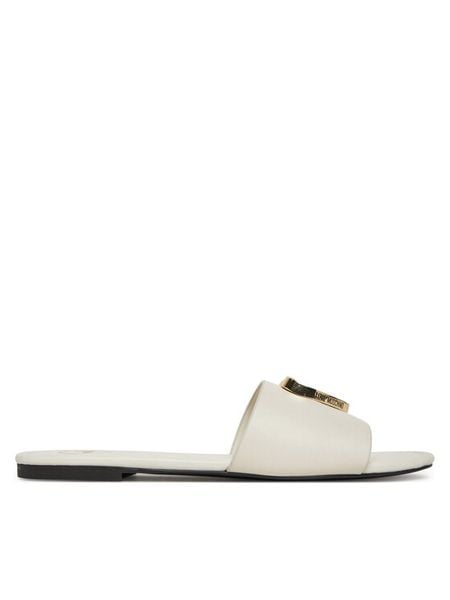 LOVE MOSCHINO Klapki JA28161G0MIA0102 Écru. Białe klapki LOVE MOSCHINO, bez wzorów, ze skóry, bez obcasa. Za 455,99 zł.
