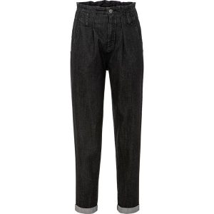 Dżinsy Mom, high waist, ze stretchem. Niebieskie jeansy bonprix, bez wzorów, z jeansu, z podwyższonym stanem. Za 124,99 zł.
