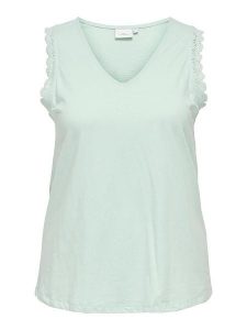 ONLY Carmakoma Top "Lila" w kolorze turkusowym rozmiar: 50/52. Niebieskie topy Only Carmakoma, bez wzorów, z bawełny, bez kołnierzyka, bez ramiączek. Za 41,79 zł.