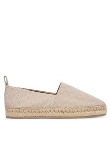 Calvin Klein Espadryle All Over CK HW0HW02933 Beżowy. Brązowe espadryle Calvin Klein, bez wzorów, z materiału, bez obcasa. Za 359,99 zł.