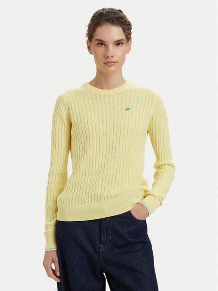Beverly Hills Polo Club Sweter P-SS26W-M537390 Żółty Regular Fit. Żółte swetry klasyczne Beverly Hills Polo Club, m, z bawełny, bez kołnierzyka. Za 269,99 zł.