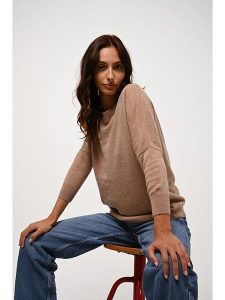 AUTHENTIC CASHMERE Kaszmirowy sweter "Goléon" w kolorze beżowym rozmiar: M. Brązowe swetry oversize AUTHENTIC CASHMERE, m, bez wzorów, z kaszmiru, bez ramiączek. Za 376,85 zł.