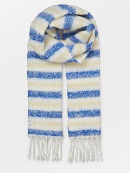 Becksöndergaard Szal "Yuta" w kolorze biało-niebieskim z alpaki - 190 x 26 cm rozmiar: onesize. Białe szaliki Becksöndergaard, bez wzorów. Za 213,18 zł.