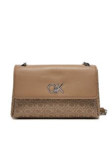 Calvin Klein Torebka Re-Lock Conv Shoulder Bag_Jqc K60K612641 Beżowy. Brązowe torebki klasyczne Calvin Klein, bez wzorów, z materiału, bez dodatków. Za 579,99 zł.