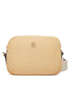Tommy Hilfiger Torebka Popette Camera Bag Raffia AW0AW18525 Beżowy. Brązowe listonoszki TOMMY HILFIGER, bez wzorów, z syntetyku, bez dodatków. Za 409,99 zł.