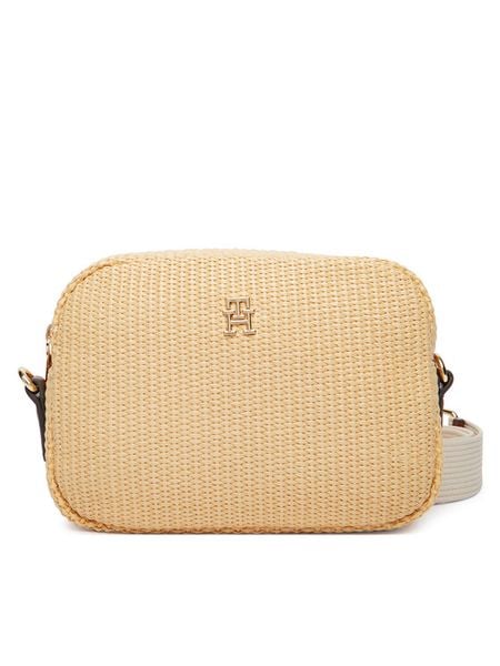 Tommy Hilfiger Torebka Popette Camera Bag Raffia AW0AW18525 Beżowy. Brązowe listonoszki TOMMY HILFIGER, bez wzorów, z syntetyku, bez dodatków. Za 409,99 zł.